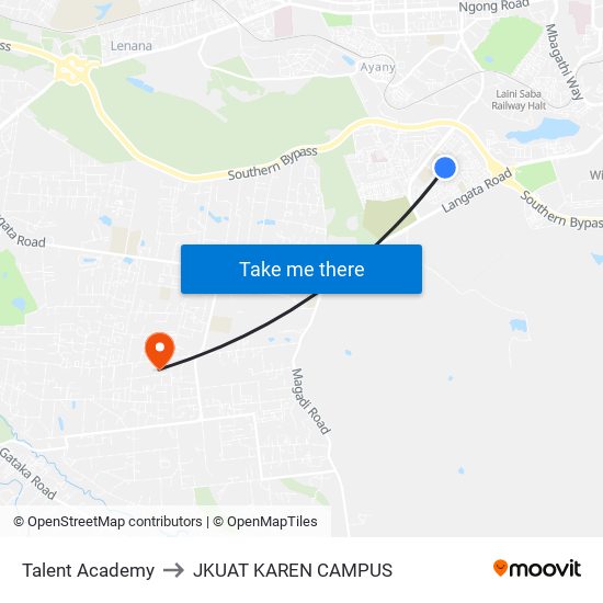 Talent Academy to JKUAT KAREN CAMPUS map