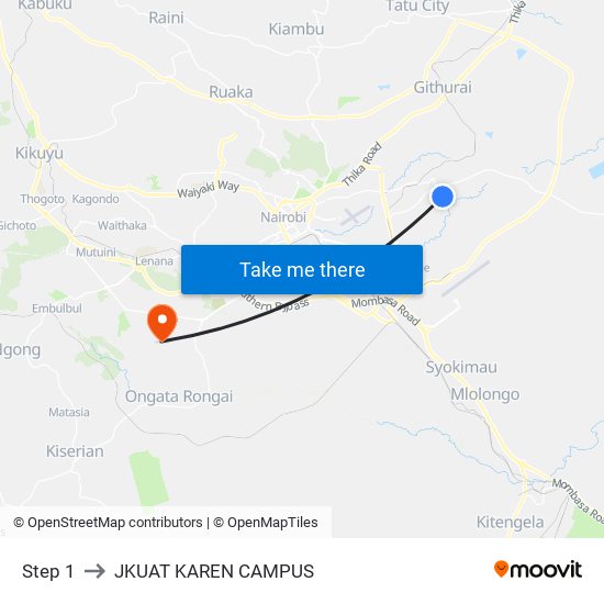 Step 1 to JKUAT KAREN CAMPUS map