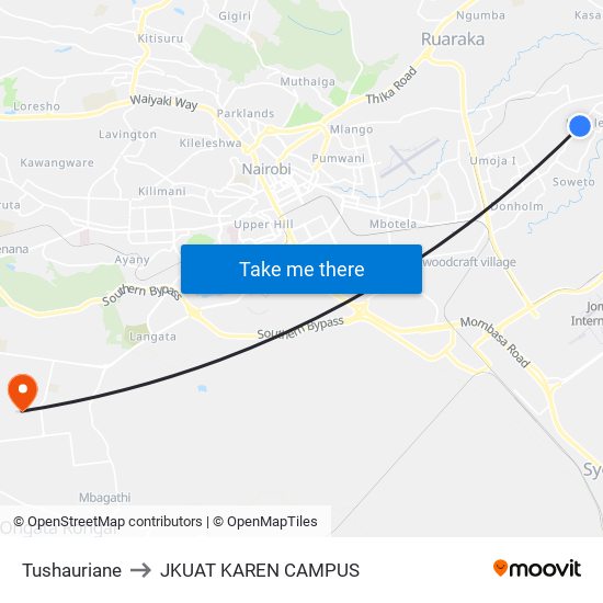 Tushauriane to JKUAT KAREN CAMPUS map