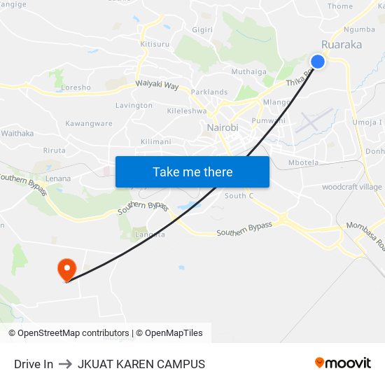 Drive In to JKUAT KAREN CAMPUS map