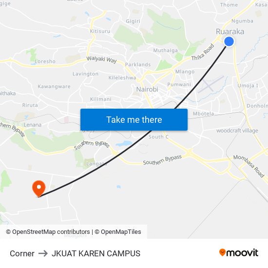 Corner to JKUAT KAREN CAMPUS map