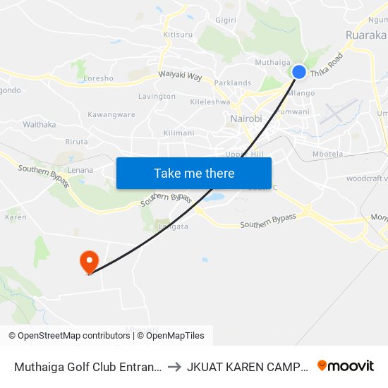 Muthaiga Golf Club Entrance to JKUAT KAREN CAMPUS map