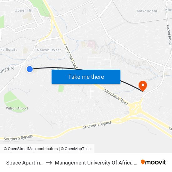 Space Apartments to Management University Of Africa South C map