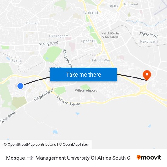Mosque to Management University Of Africa South C map