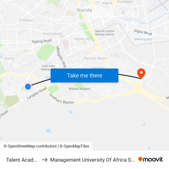 Talent Academy to Management University Of Africa South C map