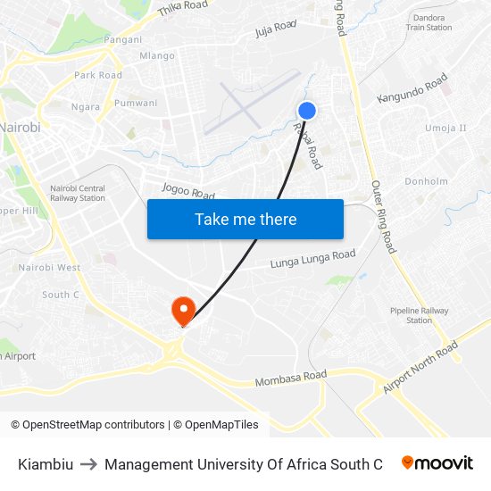 Kiambiu to Management University Of Africa South C map