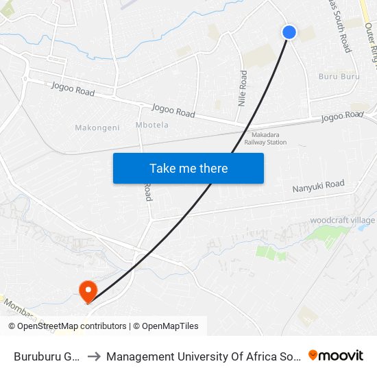 Buruburu Girls to Management University Of Africa South C map