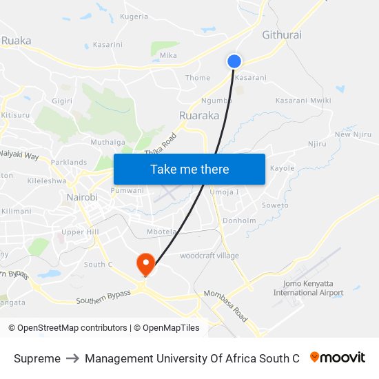Supreme to Management University Of Africa South C map