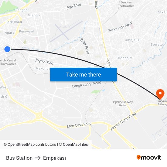 Bus Station to Empakasi map