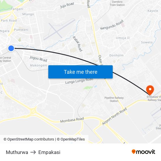 Muthurwa to Empakasi map
