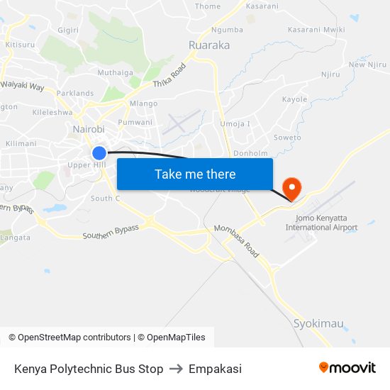 Kenya Polytechnic Bus Stop to Empakasi map