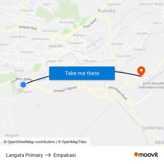 Langata Primary to Empakasi map