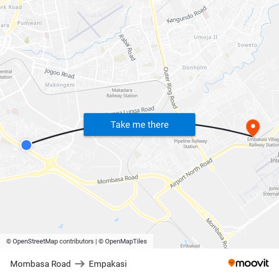 Mombasa Road to Empakasi map