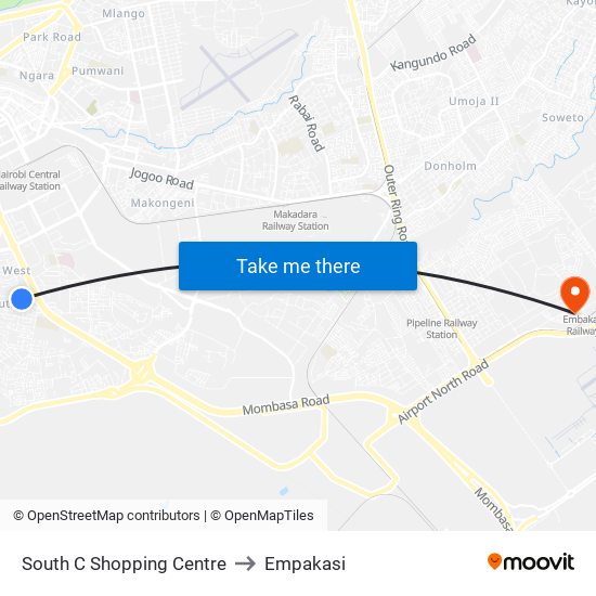 South C Shopping Centre to Empakasi map