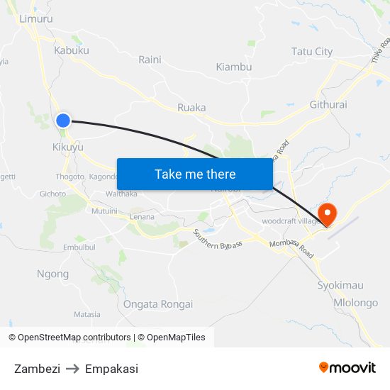 Zambezi to Empakasi map
