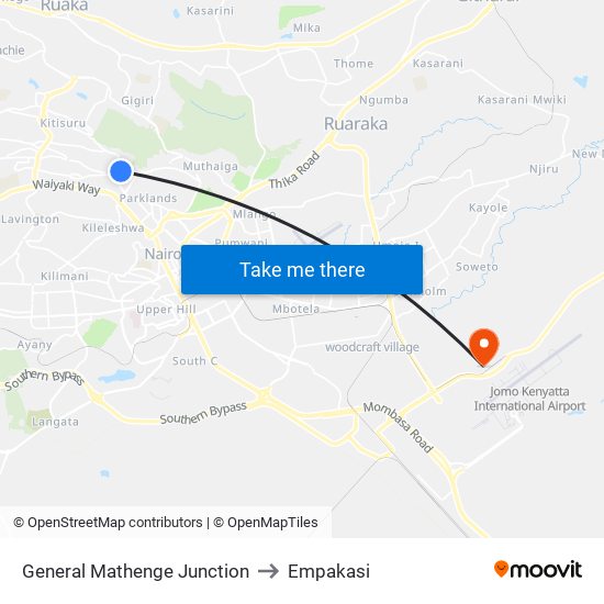 General Mathenge Junction to Empakasi map