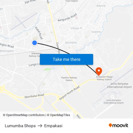 Lumumba Shops to Empakasi map