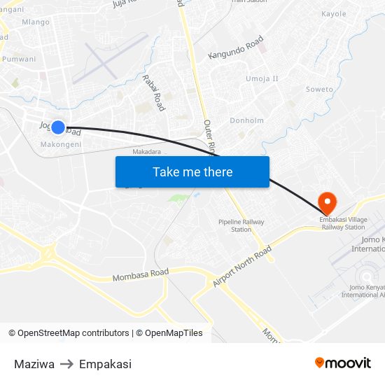 Maziwa to Empakasi map