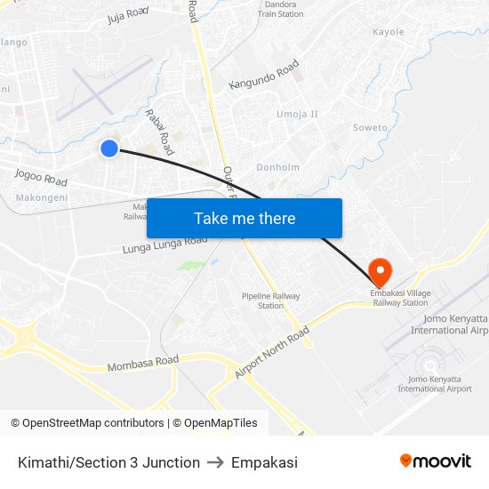 Kimathi/Section 3 Junction to Empakasi map