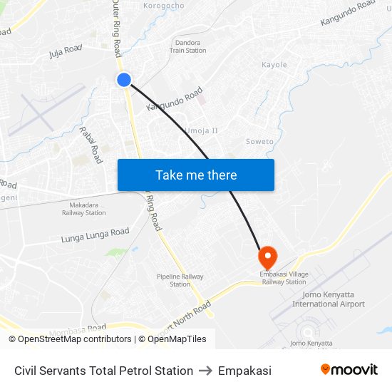 Civil Servants Total Petrol Station to Empakasi map