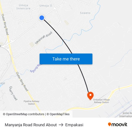 Manyanja Road Round About to Empakasi map