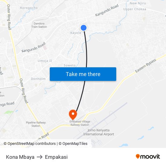 Kona Mbaya to Empakasi map