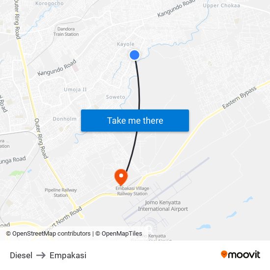 Diesel to Empakasi map