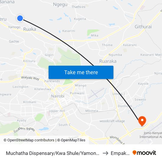 Muchatha Dispensary/Kwa Shule/Yamongo Drive to Empakasi map