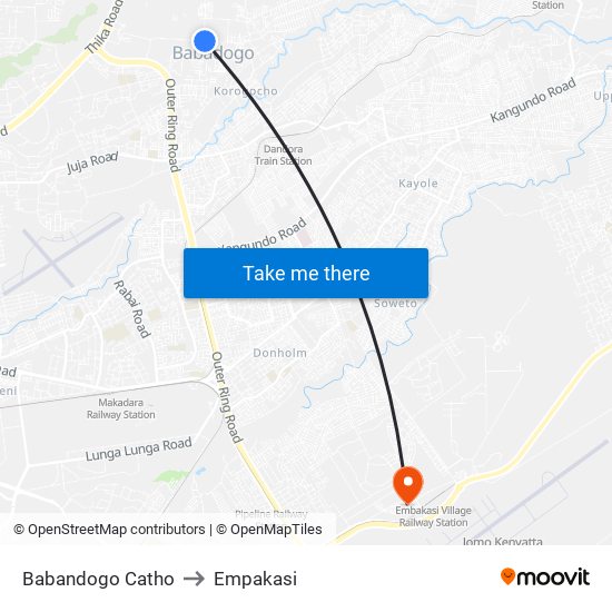 Babandogo Catho to Empakasi map