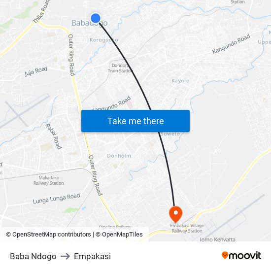 Baba Ndogo to Empakasi map