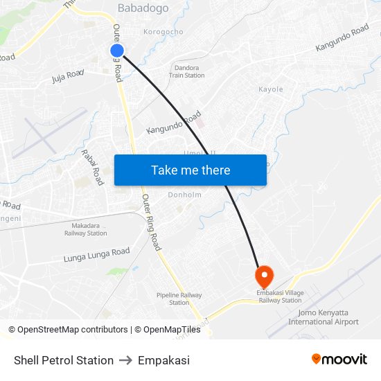 Shell Petrol Station to Empakasi map