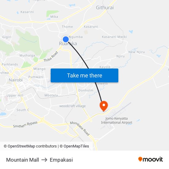 Mountain Mall to Empakasi map