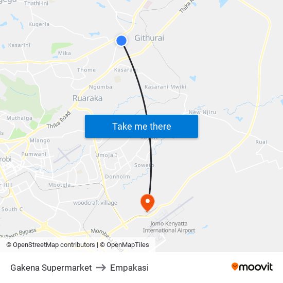 Gakena Supermarket to Empakasi map