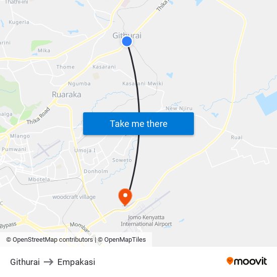 Githurai to Empakasi map