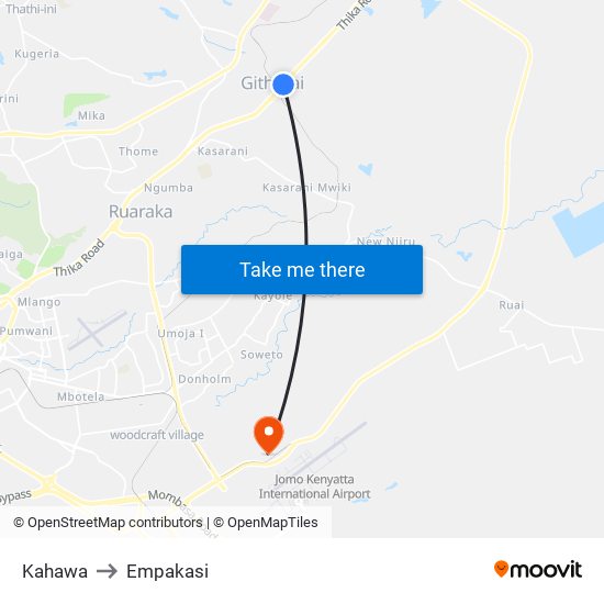 Kahawa to Empakasi map