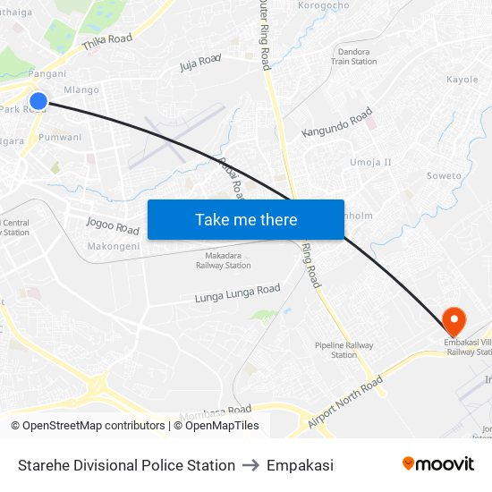 Starehe Divisional Police Station to Empakasi map