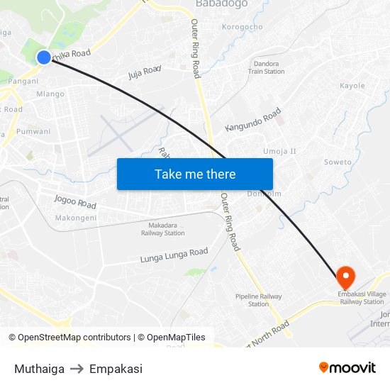 Muthaiga to Empakasi map