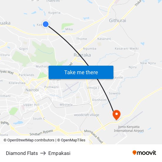 Diamond Flats to Empakasi map