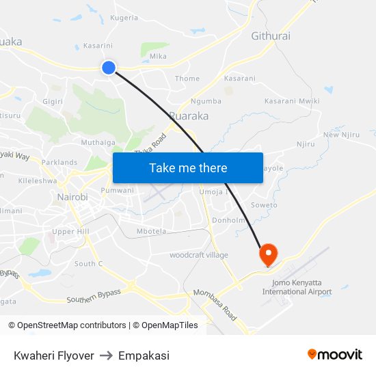 Kwaheri Flyover to Empakasi map