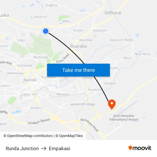 Runda Junction to Empakasi map