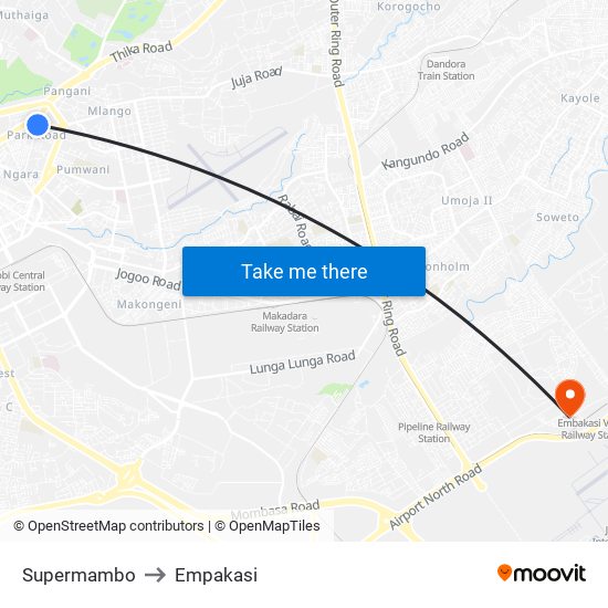 Supermambo to Empakasi map