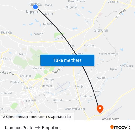 Kiambuu Posta to Empakasi map