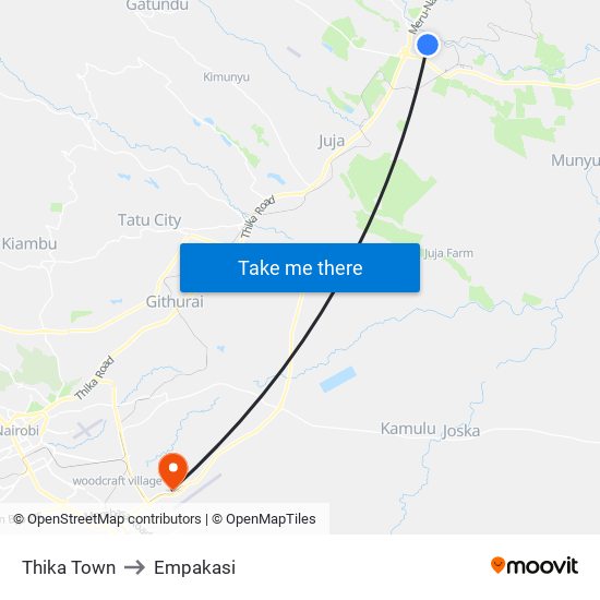 Thika Town to Empakasi map
