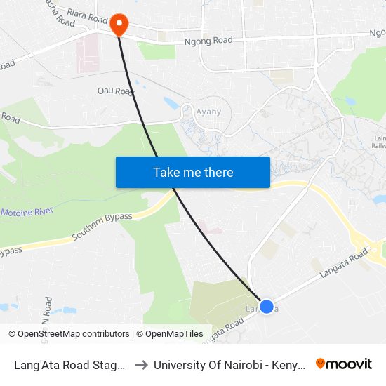 Lang'Ata Road Stage/St. Mary's H to University Of Nairobi - Kenya Science Campus map
