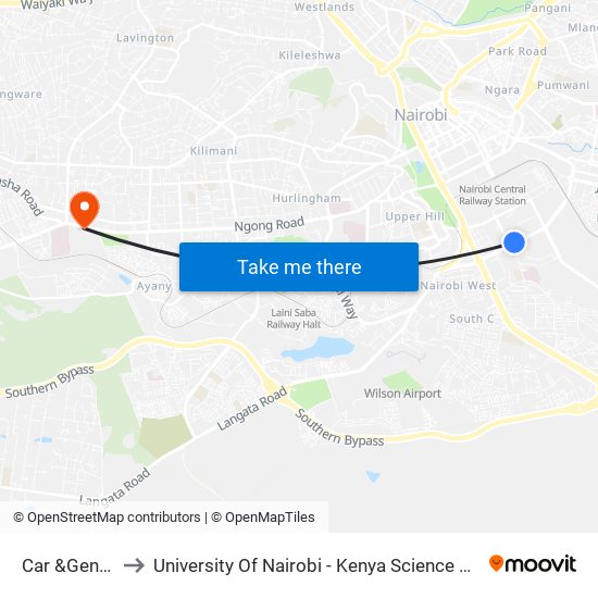 Car  &General to University Of Nairobi - Kenya Science Campus map