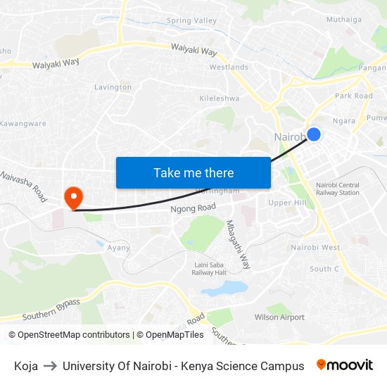 Koja to University Of Nairobi - Kenya Science Campus map