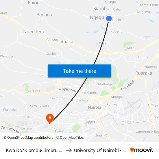 Kwa Do/Kiambu-Limuru Road Junction/Red Nova to University Of Nairobi - Kenya Science Campus map