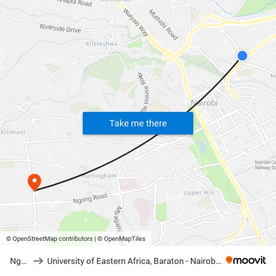 Ngara to University of Eastern Africa, Baraton - Nairobi Campus map