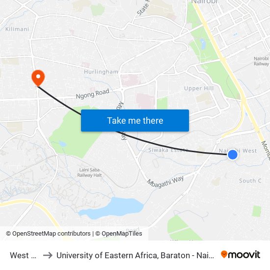 West Mall to University of Eastern Africa, Baraton - Nairobi Campus map