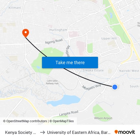 Kenya Society For the Blind to University of Eastern Africa, Baraton - Nairobi Campus map